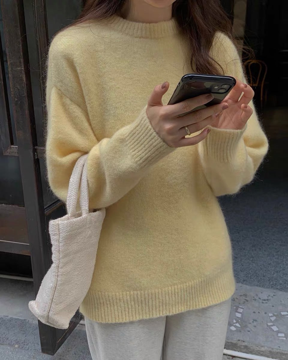 Chic Lune™ Genvi | Pull Doux tricoté à Col Rond